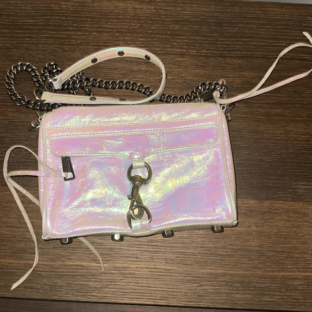 Rebecca Minkoff crossbody. RARE! White hologram!! Like new. Gunmetal hardware.